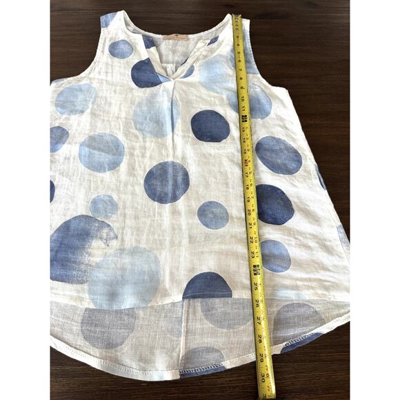 Lands Downunder Bubble Print Linen Top Womens Small White Polka Dot Shirt Italy - Picture 4 of 6